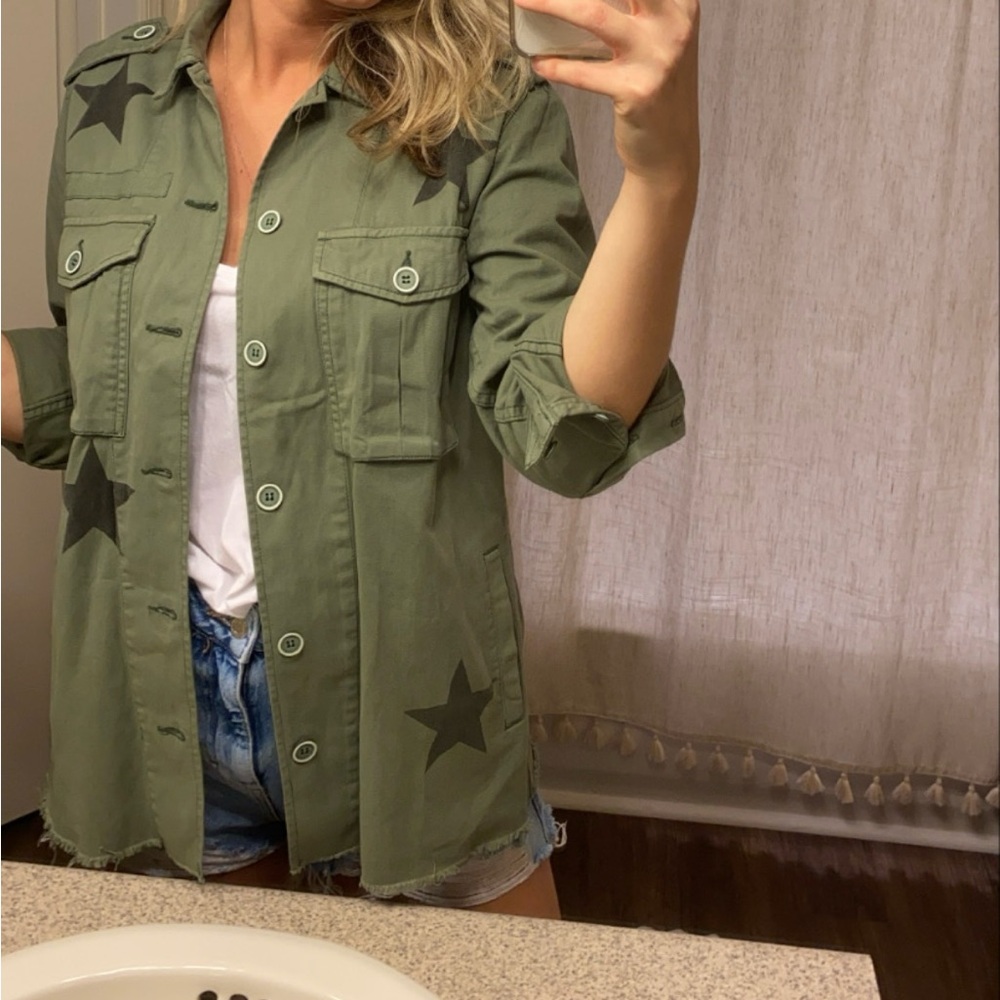 Pistola Green Utility Jacket with Black Stars